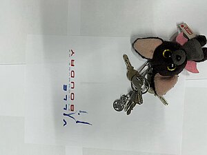 trousseau de clé avec un porte clé peluche